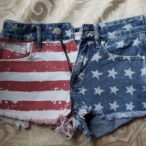 Bullhead high rise american flag shorts